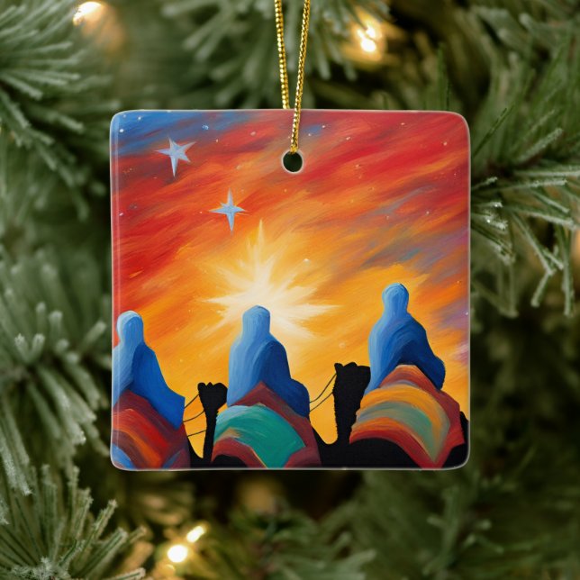 Three Wise Men Abstract  Ceramic Ornament (Tree)