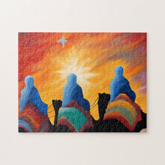 Three Wise Men Abstract Holy Night Christmas Jigsaw Puzzle