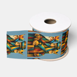 Three Wise Men Abstract Nativity Art Grosgrain Ribbon