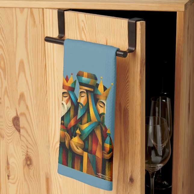 Three Wise Men Abstract Nativity Art Kitchen Towel (Thirds Fold)