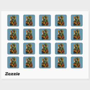 Three Wise Men Abstract Nativity Art  Square Sticker