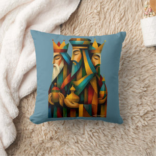 Three Wise Men Abstract Nativity Art Throw Pillow