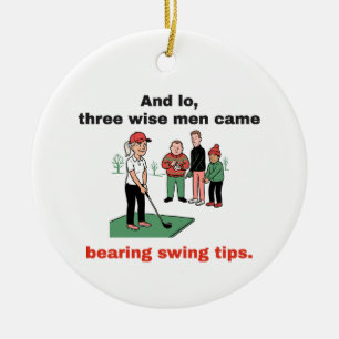 Three Wise Men Bearing Swing Tips: Women's Golf Ceramic Ornament