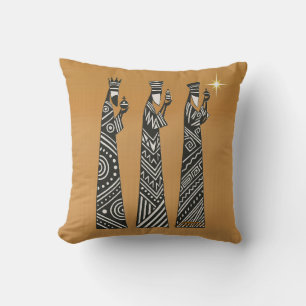 Three Wise Men Black & White Christmas Nativity Throw Pillow