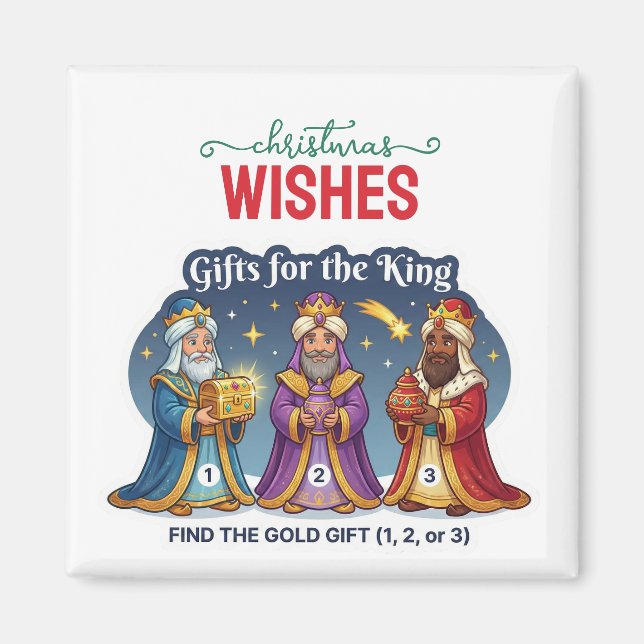 Three Wise Men Christmas Gifts Logic Game Magnet (Front)