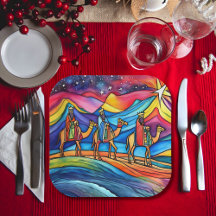 Three Wise Men Colorful Christmas Holiday