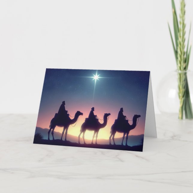 Three Wise Men Following a Star Holiday Card (Front)