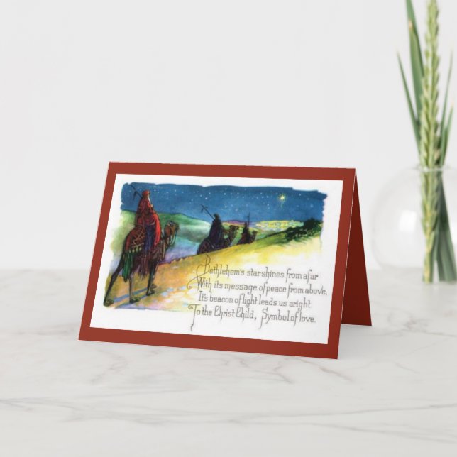 Three Wise Men Following the Star to Bethlehem Holiday Card (Front)
