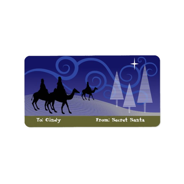 Three Wise Men guide by the  star of Bethlehem Label (Front)