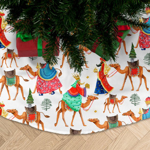 Three wise men kings & camels all-over print brushed polyester tree skirt