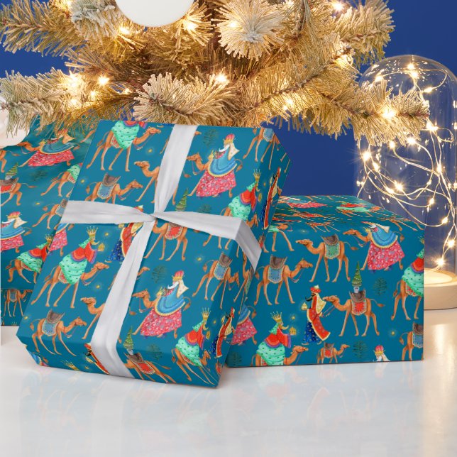 Three Wise Men Los Reyes magos Christmas holiday Wrapping Paper (Holidays)