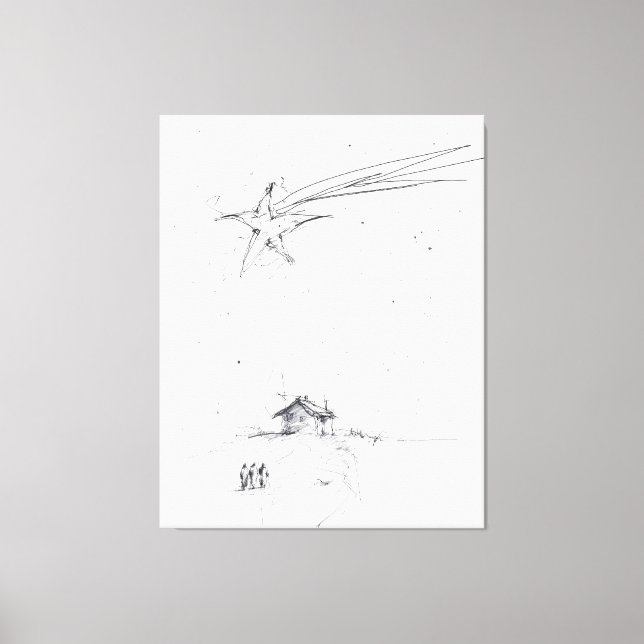 Three Wise Men – Minimalist Nativity Sketch Canvas Print (Front)
