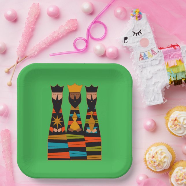 Three Wise Men Modern Mid-Century Paper Plate (Party)