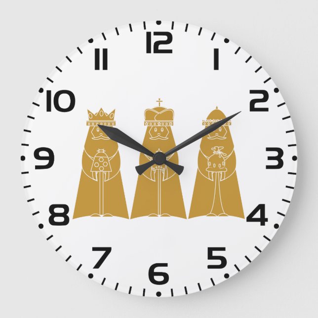 Three Wise Men Modern Nativity Kings Large Clock (Front)