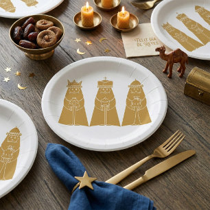 Three Wise Men Modern Nativity Kings Paper Plate