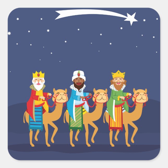 Three Wise Men On Camel Square Sticker (Front)