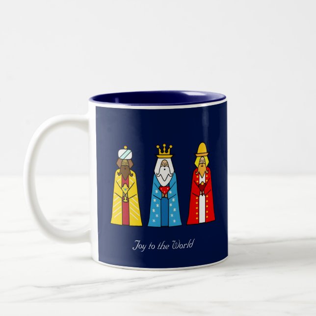 Three Wise Men on Navy Blue Two-Tone Coffee Mug (Left)