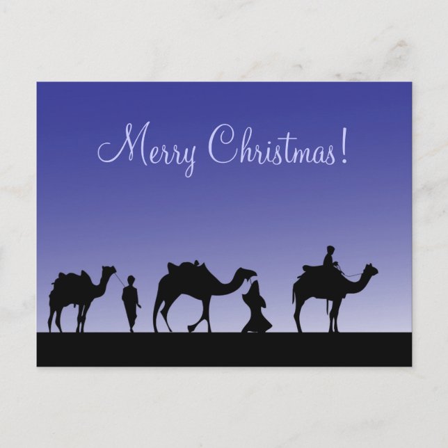 Three Wise Men on their journey with their camels Holiday Postcard (Front)