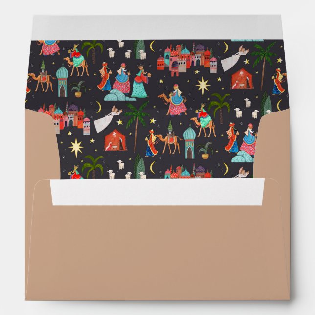 Three Wise men Three Kings Christmas pattern lined Envelope (Back (Bottom))