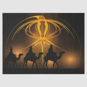 Three Wise Men Travelling With Camels Under Star Tissue Paper
