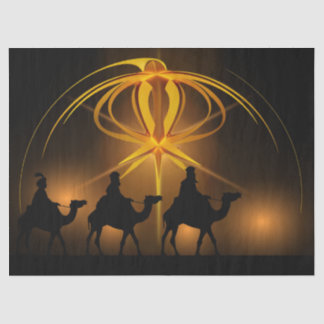 Three Wise Men Travelling With Camels Under Star Tissue Paper