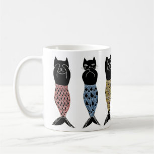 Three wise Mermaid Cats Coffee Mug