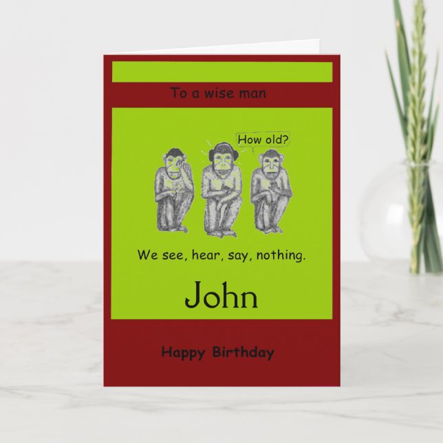 Three Wise, Modern, Monkeys Birthday cards (Front)