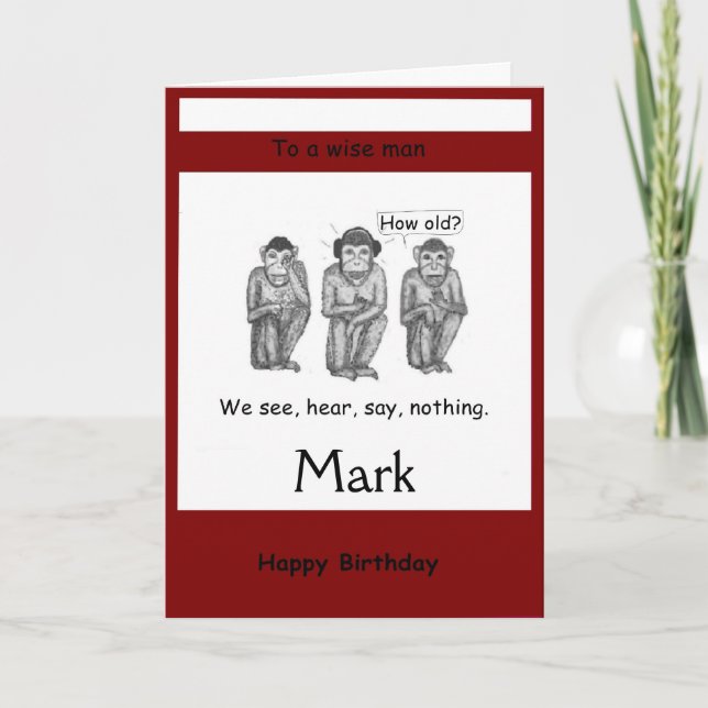 Three Wise, Modern, Monkeys Birthday cards (Front)