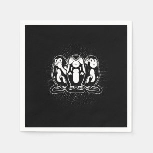 Three Wise Monkey Speak See Hear No Evil Napkin