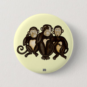 Three Wise Monkeys 2 Inch Round Button