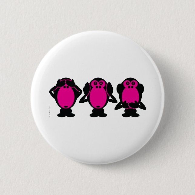 Three Wise Monkeys 2 Inch Round Button (Front)