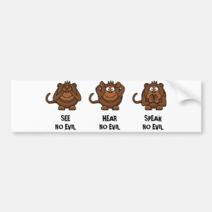 Three Wise Monkeys Bumper Sticker