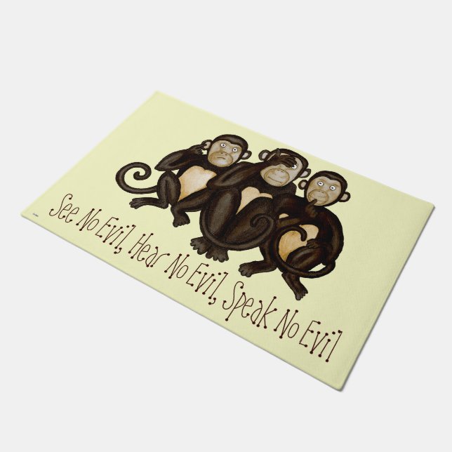 Three Wise Monkeys Doormat (Angled)