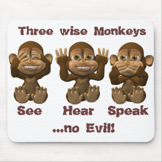 three wise monkeys mouse pad