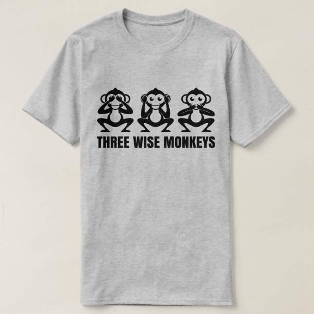 Three Wise Monkeys See Hear Speak No Evil T-Shirt (Design Front)