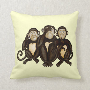 Three Wise Monkeys Throw Pillow