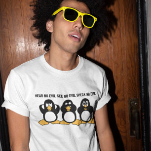 Three Wise Penguins Humour T-Shirt