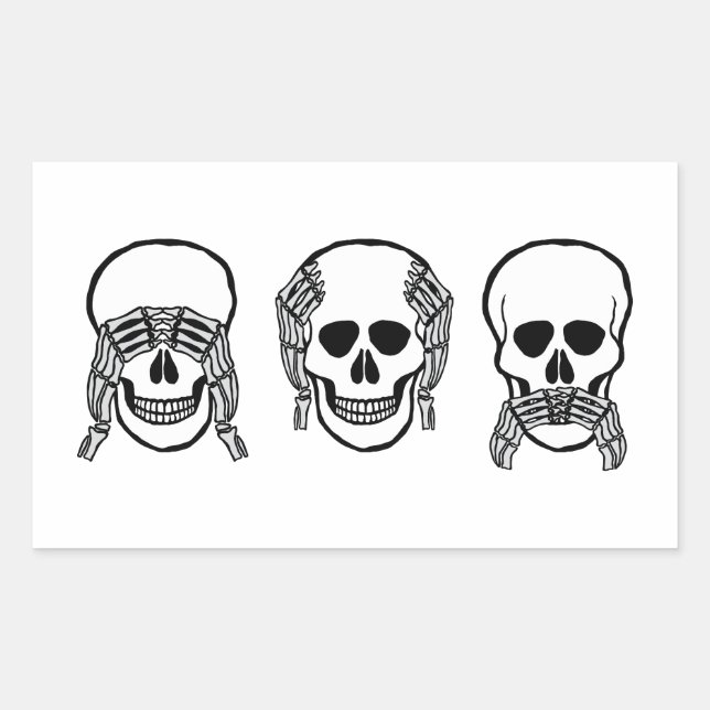 Three wise skulls, see, hear, speak no evil sticker (Front)