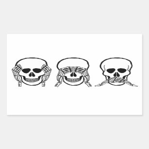 Three wise skulls, see, hear, speak no evil sticker