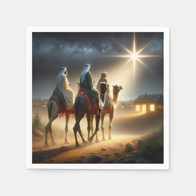 Three Wisemen Following a Star Napkin (Front)