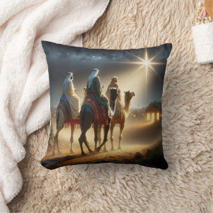 Three Wisemen Following a Star Throw Pillow