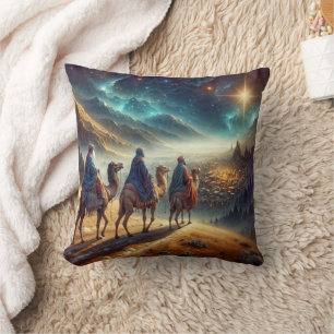 Three Wisemen Following a Star Throw Pillow