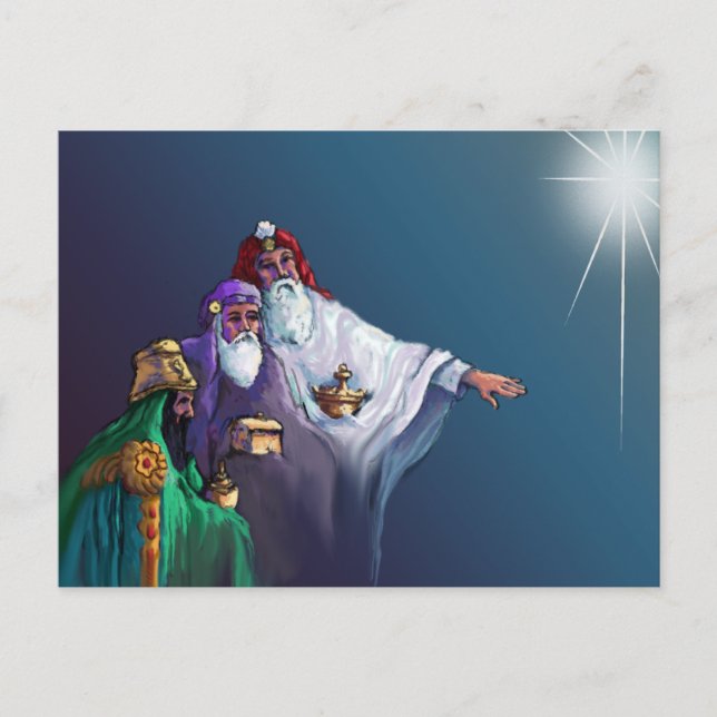 THREE WISEMEN & STAR by SHARON SHARPE Postcard (Front)