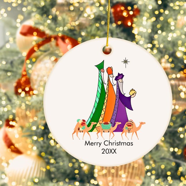 Three Wisemen Star Merry Christmas  Ceramic Ornament (Creator Uploaded)