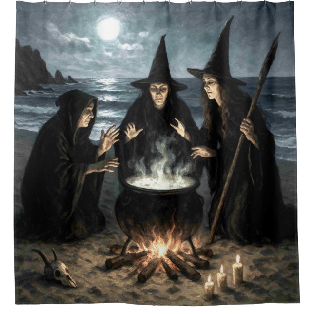 Three Witches Brew Cauldron Full Moon Beach  (Front)
