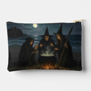 Three Witches Brew Cauldron Full Moon Beach Accessory Pouch