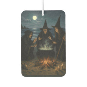 Three Witches Brew Cauldron Full Moon Beach  Air Freshener