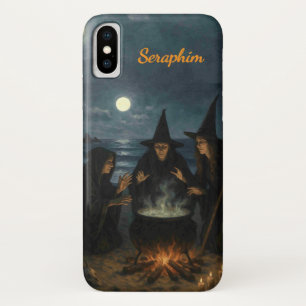 Three Witches Brew Cauldron Full Moon Beach Name Case-Mate iPhone Case