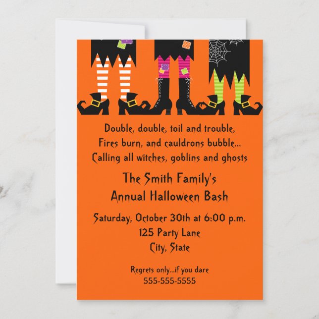 Three Witches Halloween Party Invitation (Front)