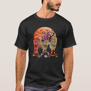Three Wolf Mummy Witch Pumpkin Pet Lover Halloween T-Shirt
